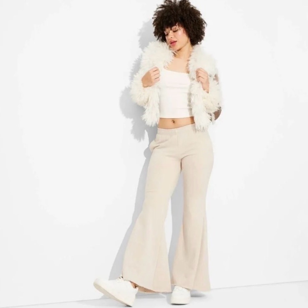 Women's Taupe Mid-Rise Washed Extreme Flare Sweatpants - Wild Fable™